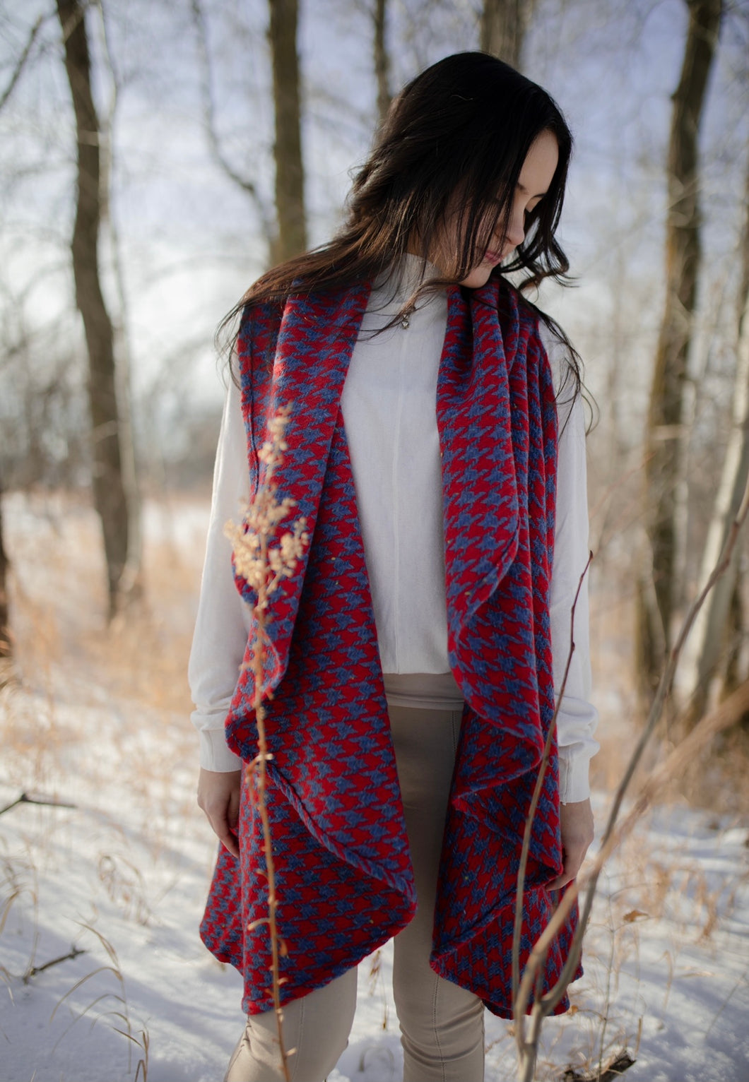 Houndstooth Wool Shawl